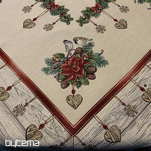 Tapestry tablecloth CHRISTMAS ROSES and Birds