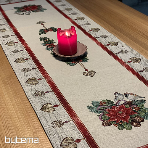 Tapestry tablecloth CHRISTMAS ROSES and Birds