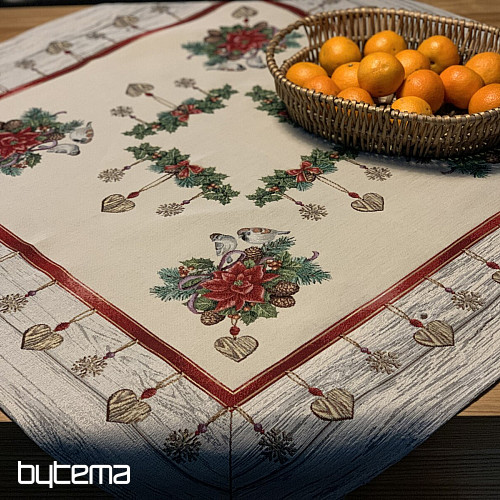 Tapestry tablecloth CHRISTMAS ROSES and Birds