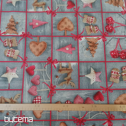 Decorative fabric COUNTRY Christmas gray