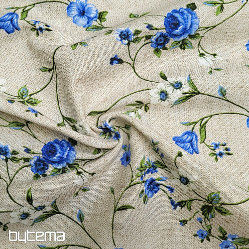 Decorative fabric Flowers RAME blue