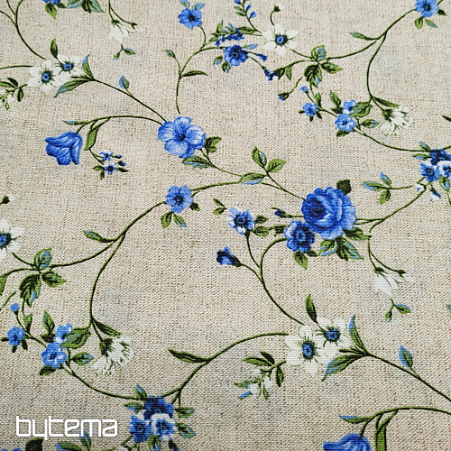 Decorative fabric Flowers RAME blue