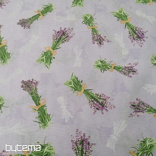 Decorative fabric LAVENDER bouquet LILAC