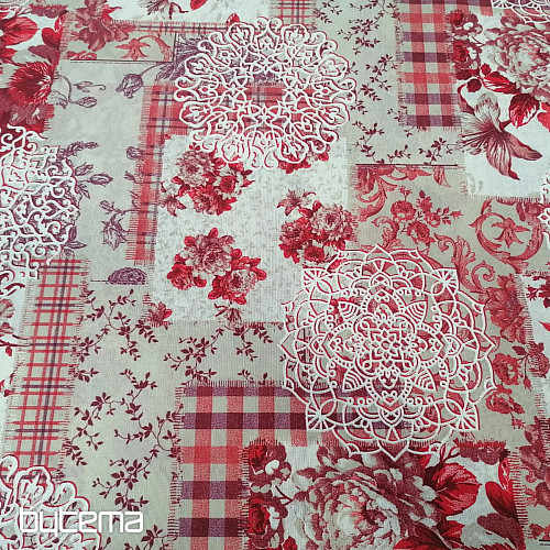 Decorative fabric CINTIA flowers red