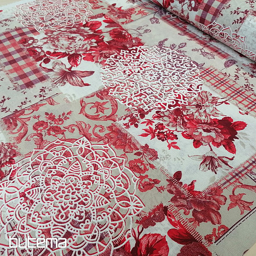 Decorative fabric CINTIA flowers red