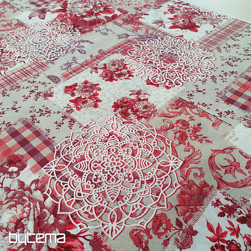 Decorative fabric CINTIA flowers red