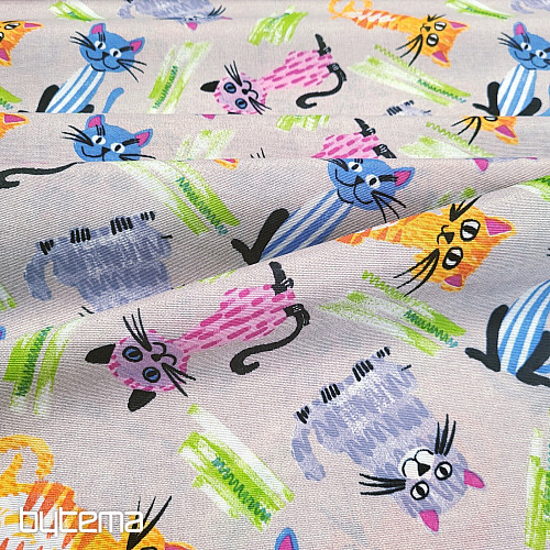 Decorative fabric CATS MULTICOLOR