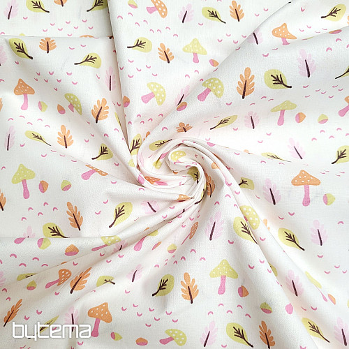 Decorative fabric MUSHROOMS pink
