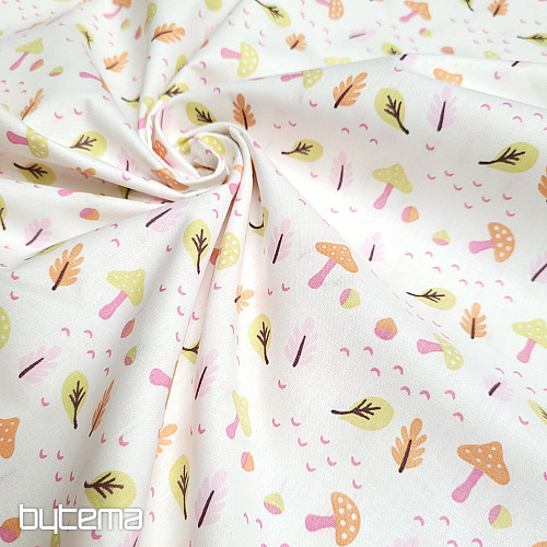 Decorative fabric MUSHROOMS pink