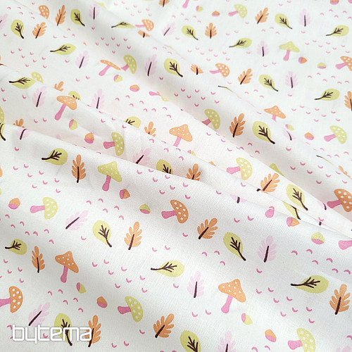 Decorative fabric MUSHROOMS pink