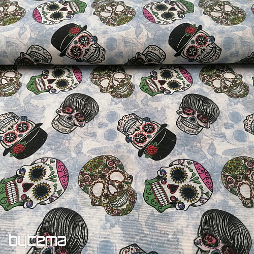 decorative fabric SKULL voodoo