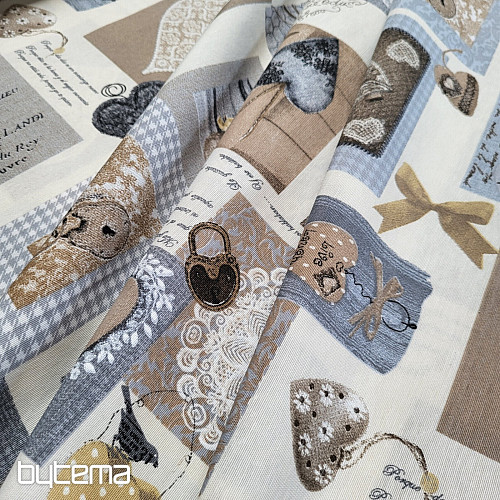 Decorative fabric SHABBY HEART beige