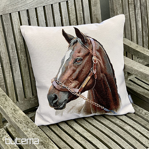Gobelin cushion cover HORSE BROWN