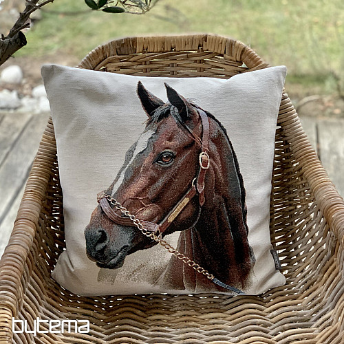 Gobelin cushion cover HORSE BROWN