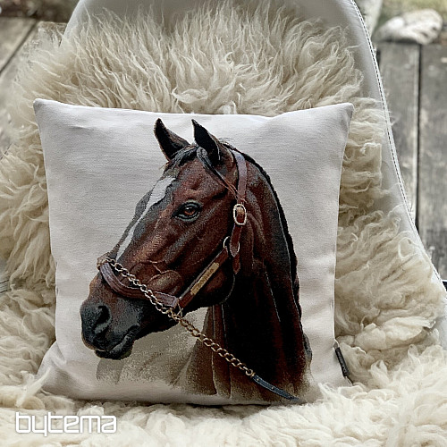 Gobelin cushion cover HORSE BROWN