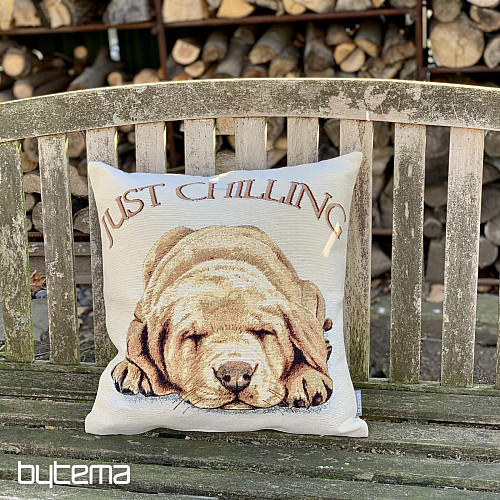 Tapestry pillow-case Dog JUST CHILLING