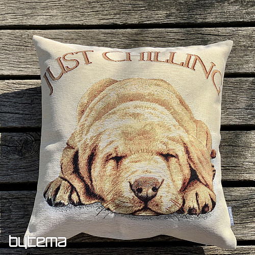 Tapestry pillow-case Dog JUST CHILLING