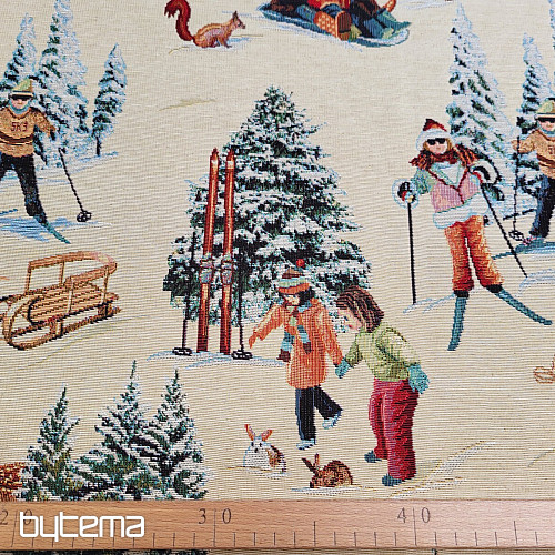 Tapestry fabric SKIERS