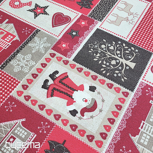 Christmas decorative fabric CHRISTMAS GIFT red-gray
