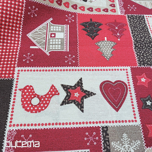 Christmas decorative fabric CHRISTMAS GIFT red-gray