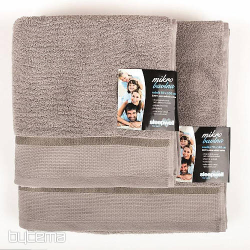 Towel and bath towel MIKRO grey-brown