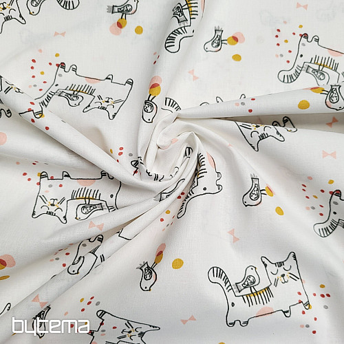 Cotton fabric CAT WITH BIRD