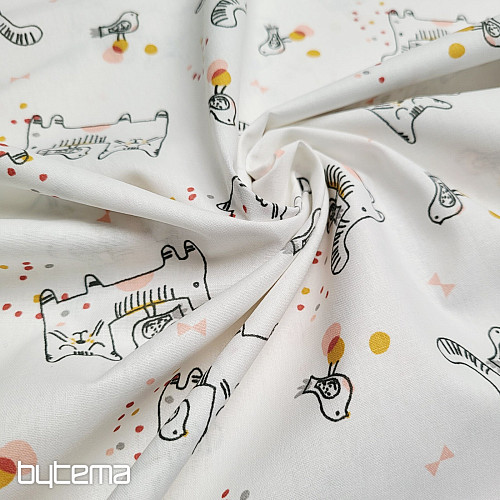 Cotton fabric CAT WITH BIRD