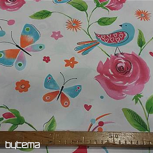 Decorative fabric BIRDS pink