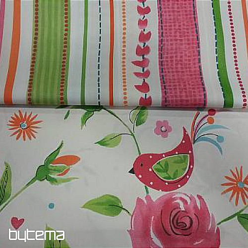 Decorative fabric BIRDS pink