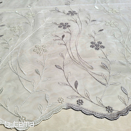 Modern embroidered curtain GERSTER 11443 white/beige