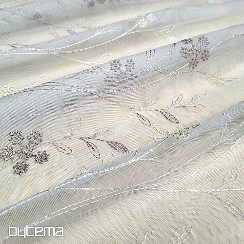 Modern embroidered curtain GERSTER 11443 white/beige