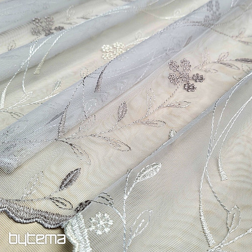 Modern embroidered curtain GERSTER 11443 white/beige