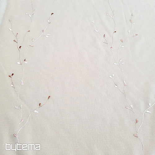Modern embroidered curtain GERSTER 11545 white - coral