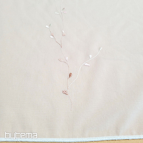 Modern embroidered curtain GERSTER 11545 white - coral