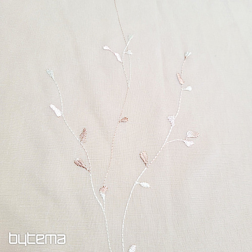 Modern embroidered curtain GERSTER 11545 white - coral