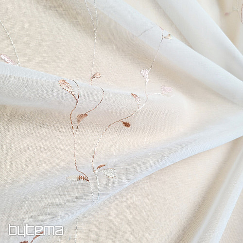 Modern embroidered curtain GERSTER 11545 white - coral