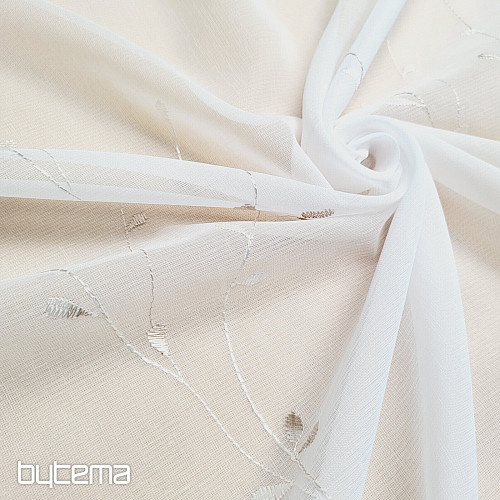 Embroidered luxury curtain GERSTER 11545 white - beige