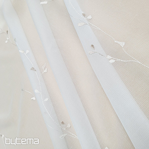 Embroidered luxury curtain GERSTER 11545 white - beige