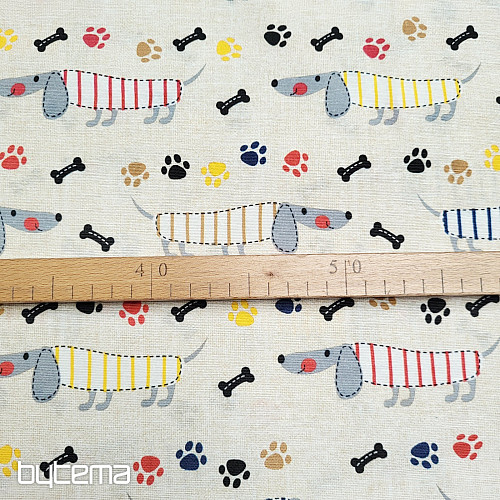 Decorative fabric DACHSHUND MORRIS gray
