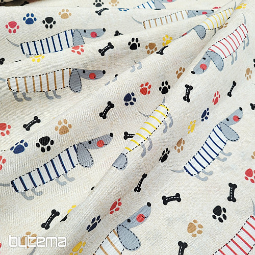 Decorative fabric DACHSHUND MORRIS gray
