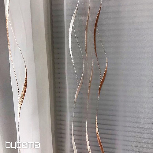 Voile curtain with beige embroidery Gerster 195/0200