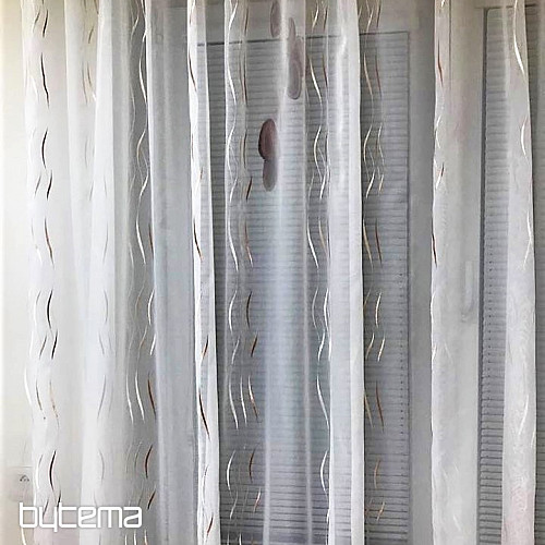 Voile curtain with beige embroidery Gerster 195/0200