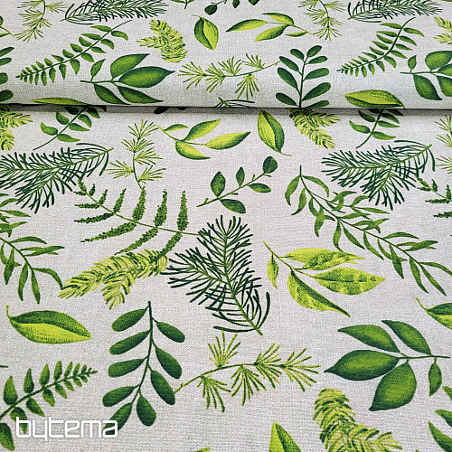 Decorative fabric PLANTS GREEN