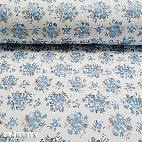 Fabric TOSCANA VALERY 16 ALLOVER grey leaves