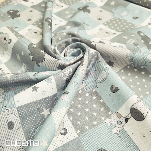 Cotton fabric BABY ZOO blue