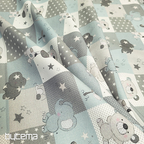 Cotton fabric BABY ZOO blue