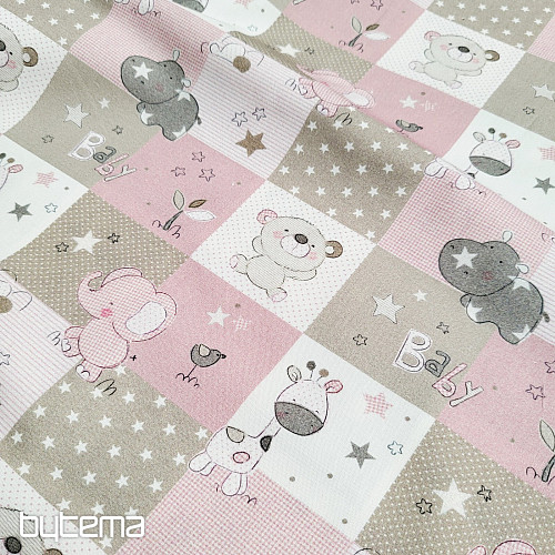 Cotton fabric BABY ZOO pink