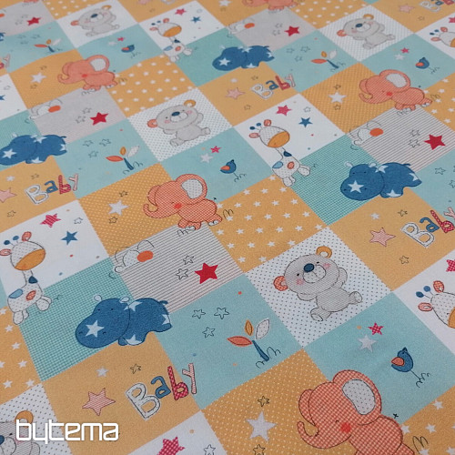 Cotton fabric BABY ZOO multicolored