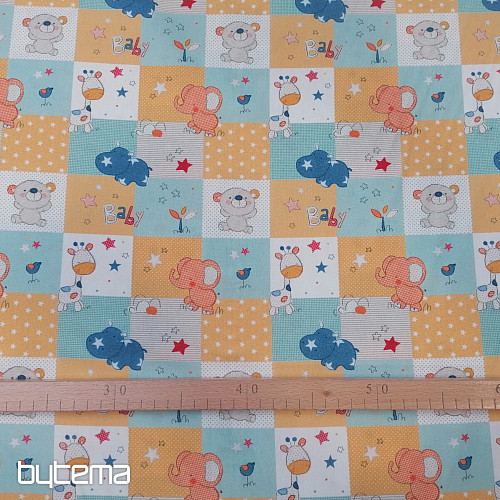 Cotton fabric BABY ZOO multicolored