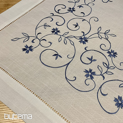 Embroidered tablecloths WHITE BLUE FLOWER